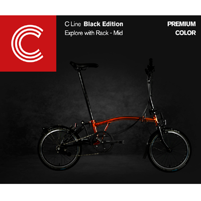 브롬톤 2022 C Line Black Edition Explore with Rack - Mid C 라인 블랙에디션 익스플로어 with 랙 - 미드 핸들바 (Premium)